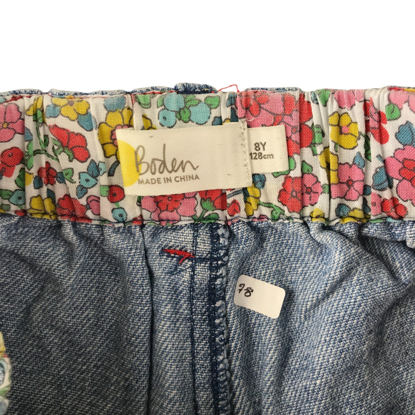 Boden jeans 7-8 years blue denim plain with elasticated waistband