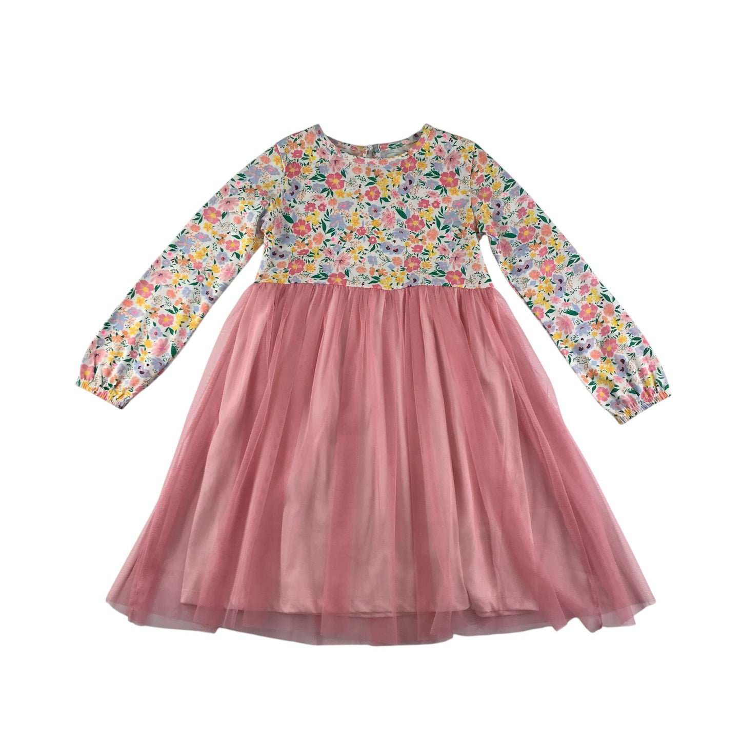 Leigh Tucker Willow dress 6-7 years pink floral tulle layered cotton