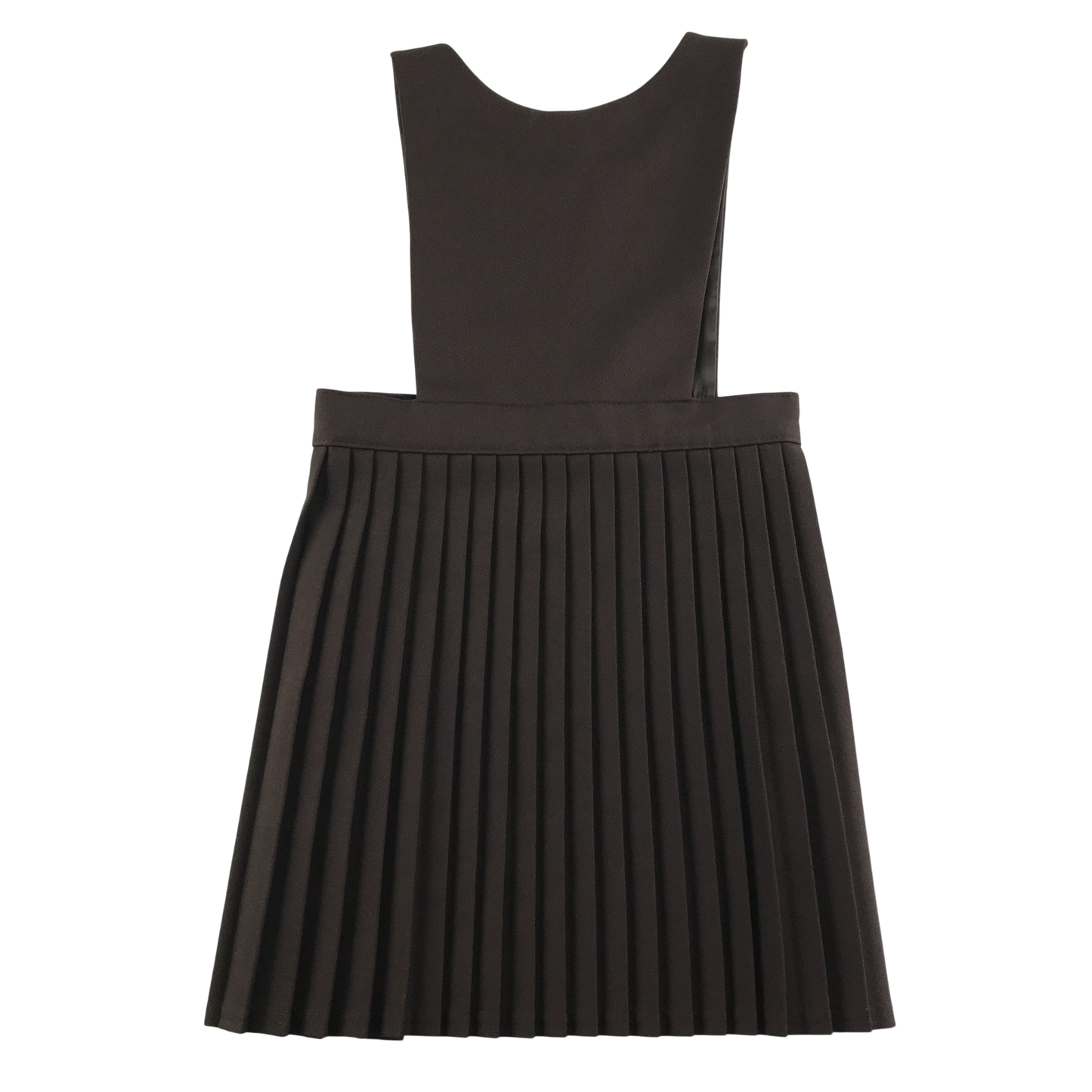 Girls brown bib style school pinafore
