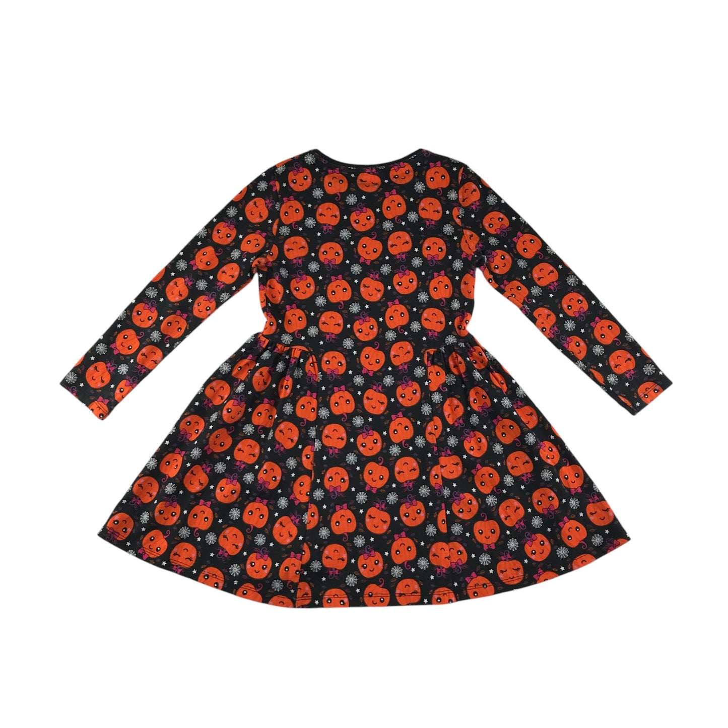 F&F dress 5-6 years black and orange pumpkin print long sleeve