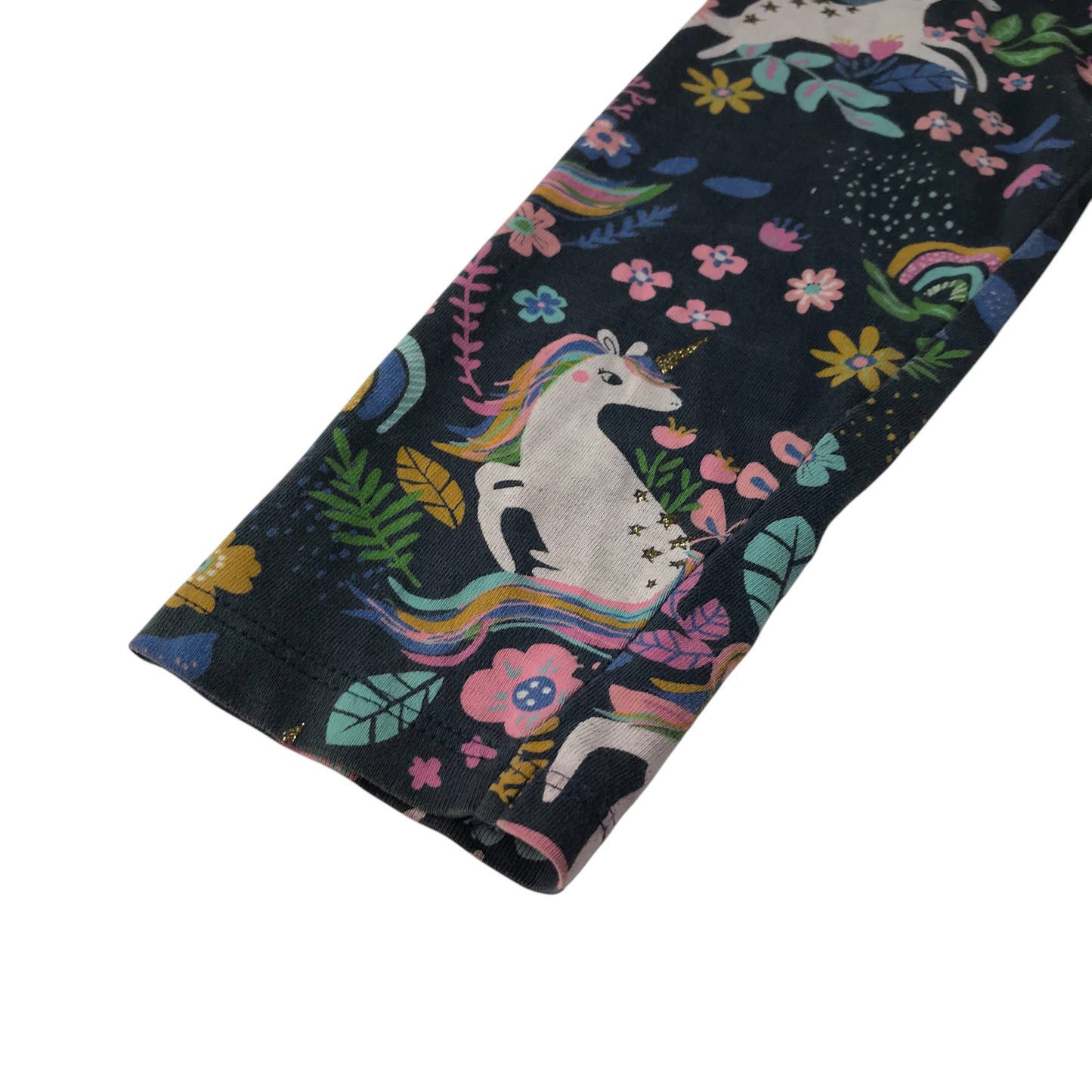 Next dress 5-6 years navy blue floral unicorns long sleeve cotton