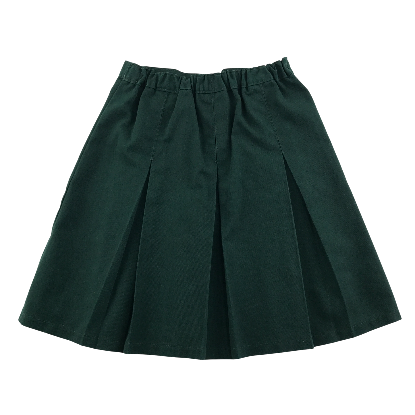 Girls green thin adjustable waistband pleated school skirt