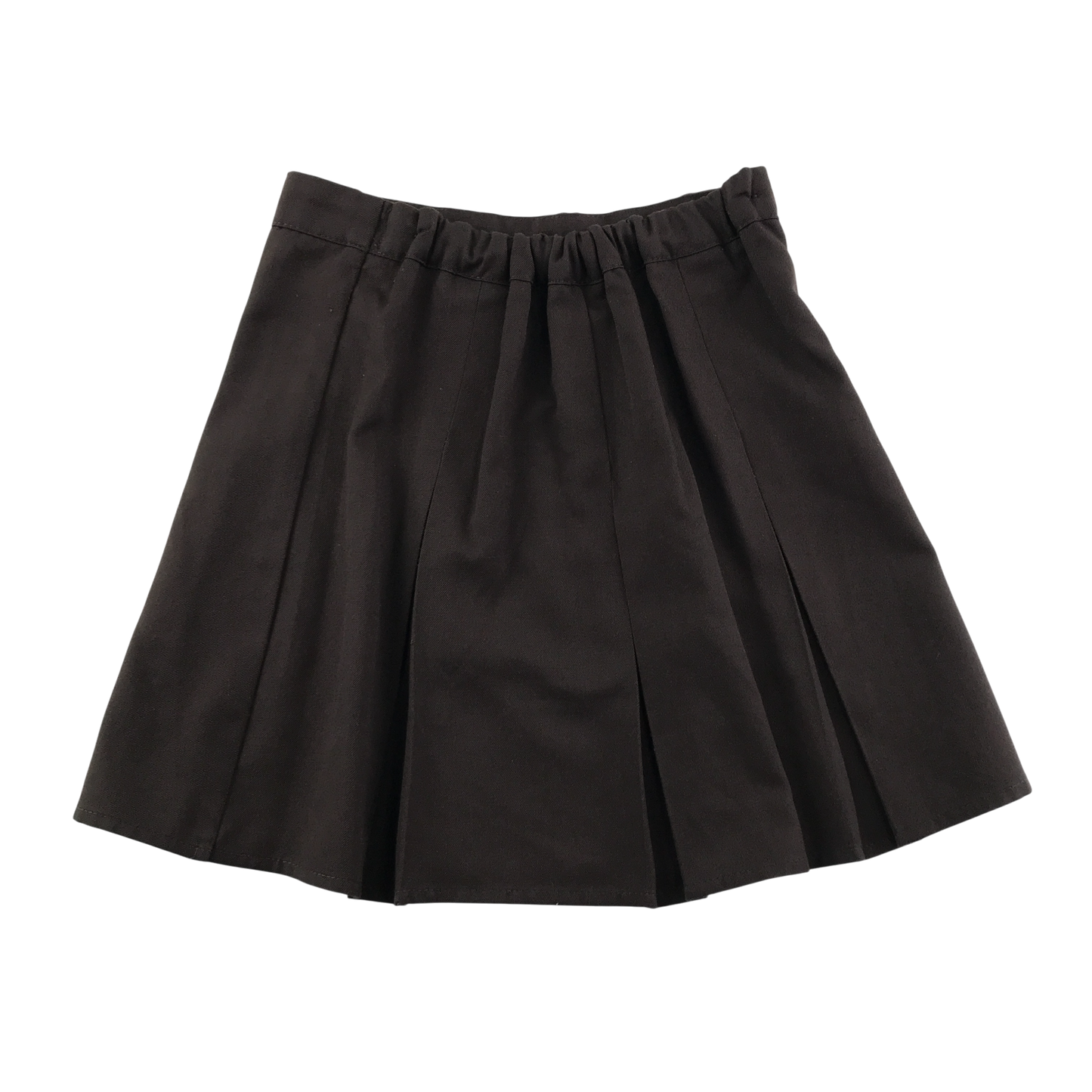 Girls brown thin adjustable waistband pleated school skirt