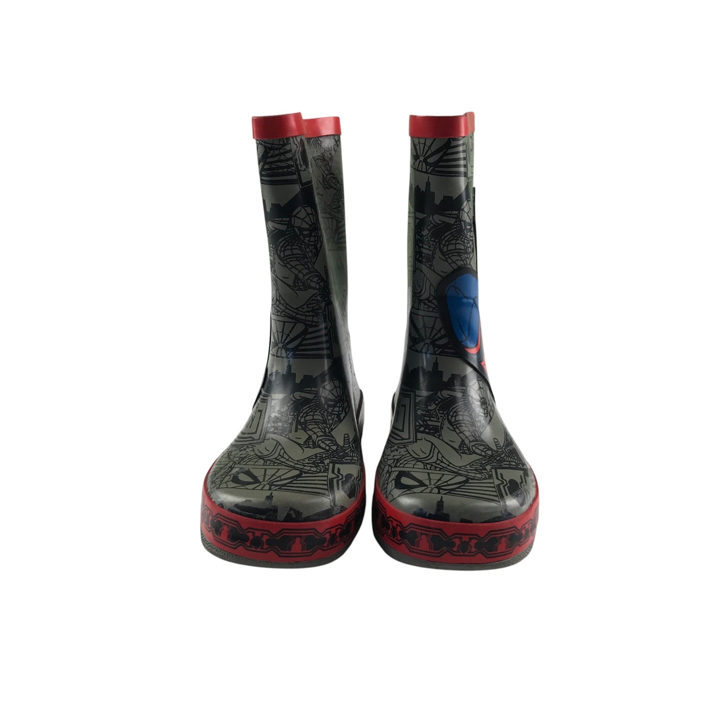 Wellie boots shoe size 1 grey Spiderman graphic calf height
