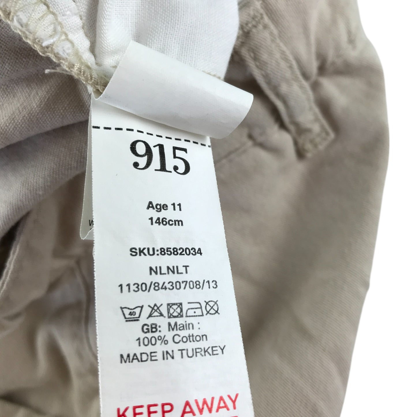 New Look 915 trouser 10-11 years beige denim cargo style cotton