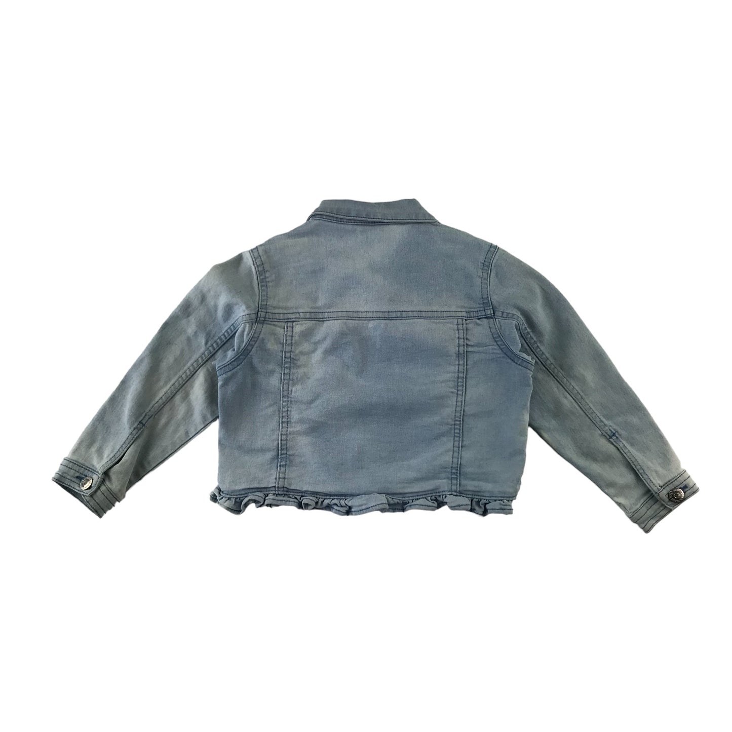 Matalan denim jacket 4-5 years light blue cropped frill hem