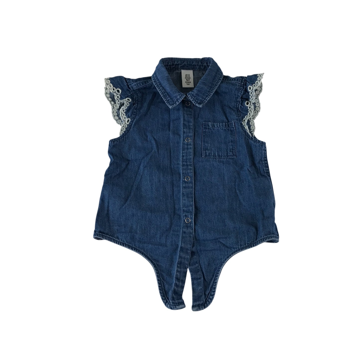 H&M blouse 4-5 years blue denim shirt style with detailed sleeve cotton