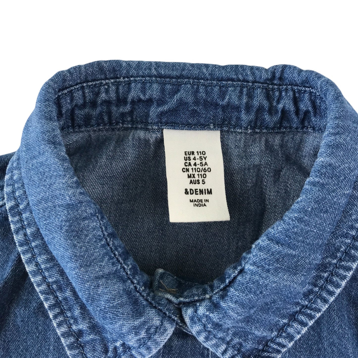 H&M blouse 4-5 years blue denim shirt style with detailed sleeve cotton