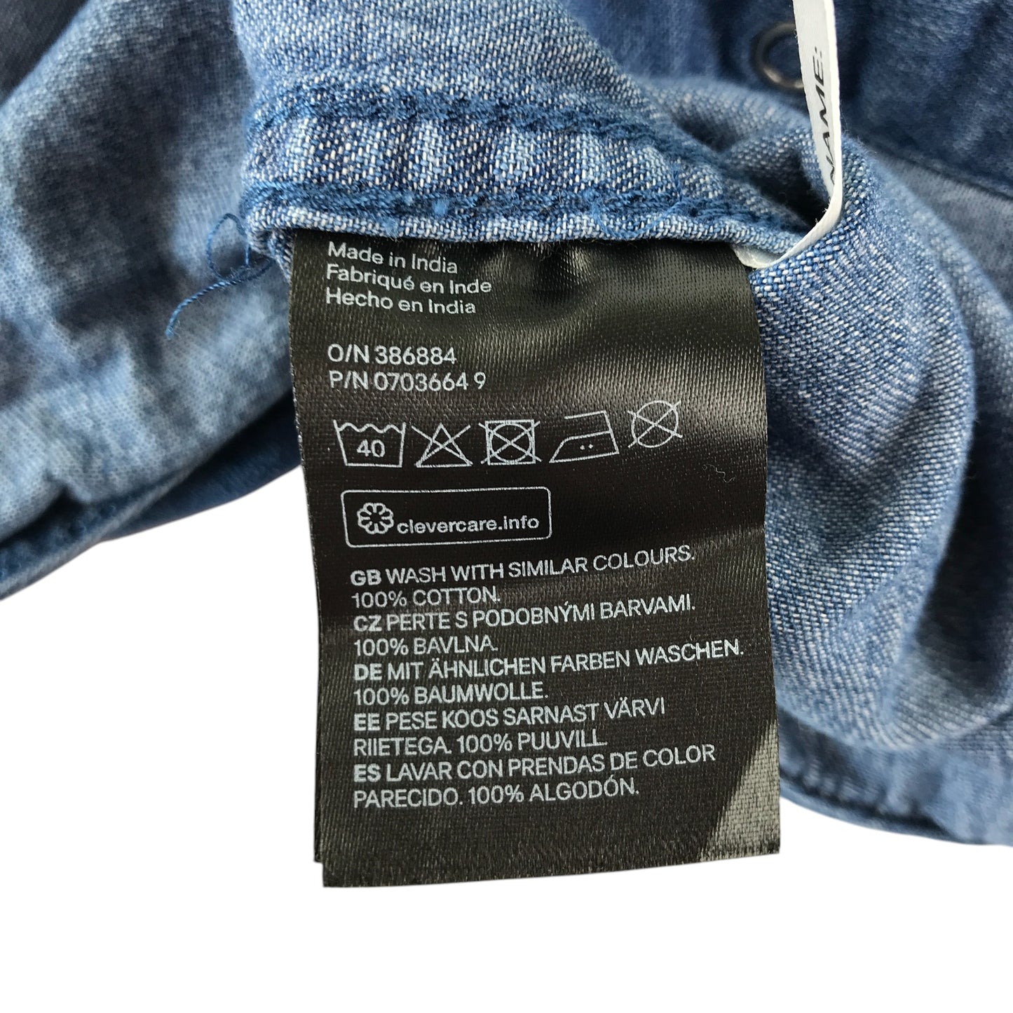H&M blouse 4-5 years blue denim shirt style with detailed sleeve cotton