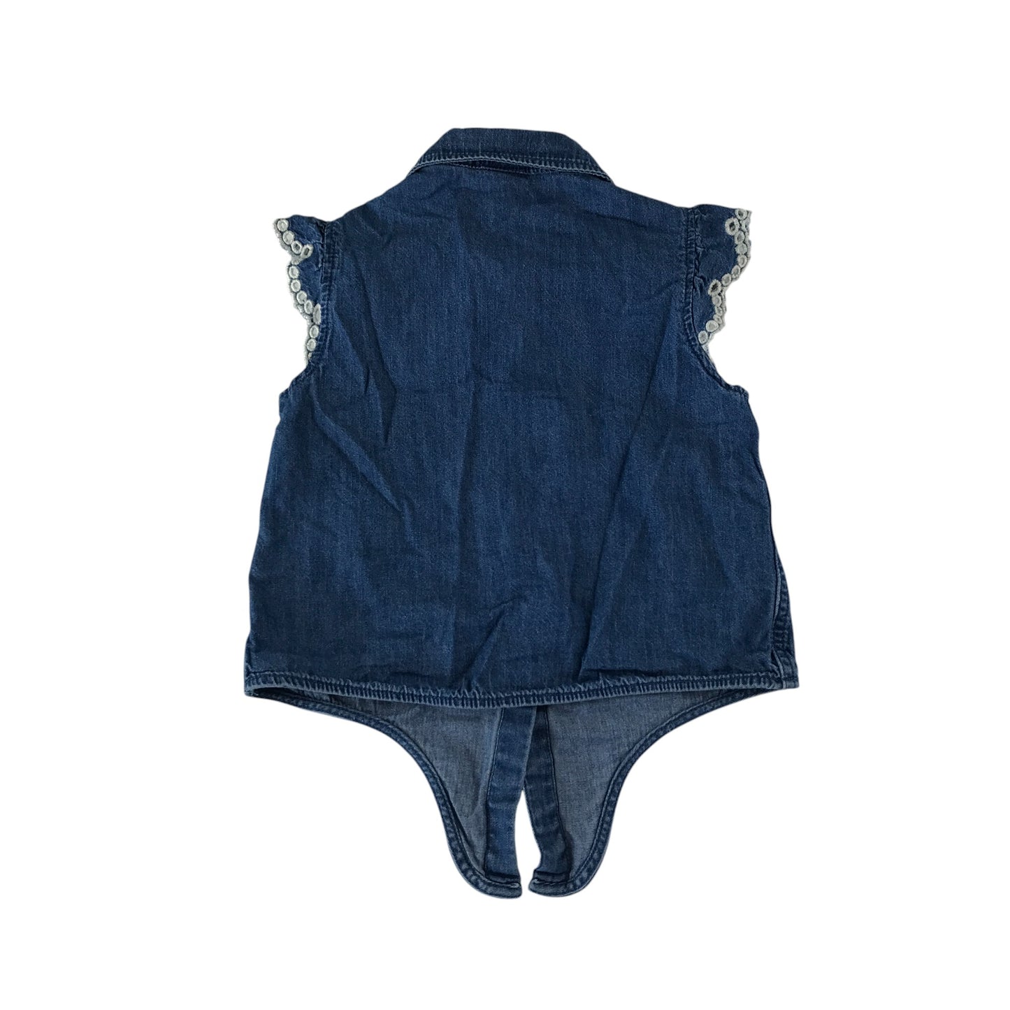 H&M blouse 4-5 years blue denim shirt style with detailed sleeve cotton