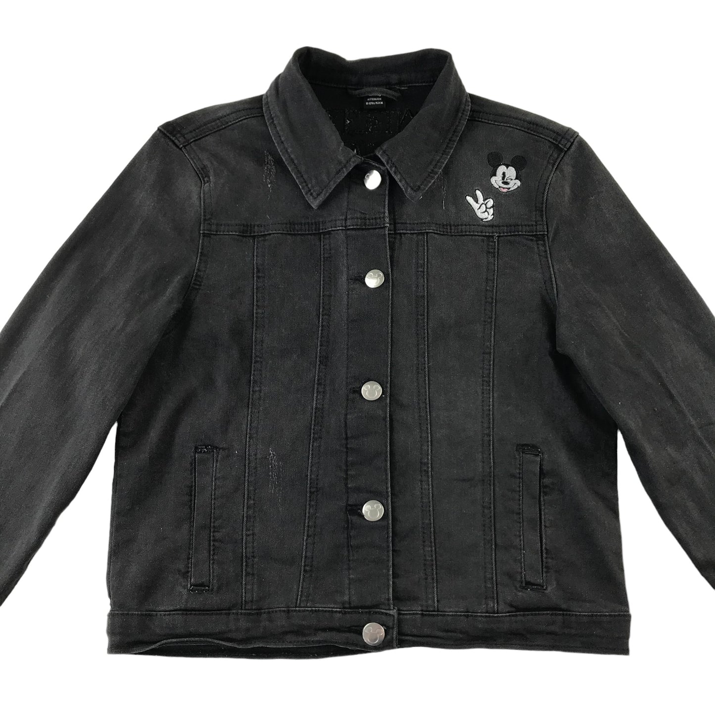 Primark denim jacket 11-12 years charcoal grey Disney Mickey Mouse
