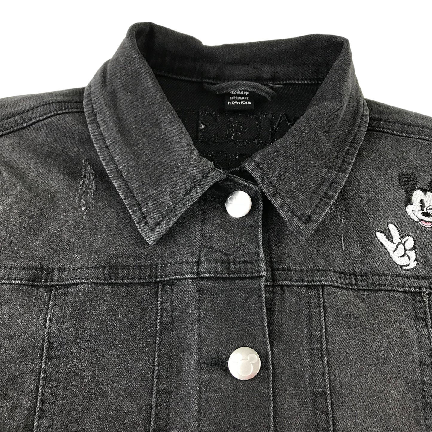 Primark denim jacket 11-12 years charcoal grey Disney Mickey Mouse