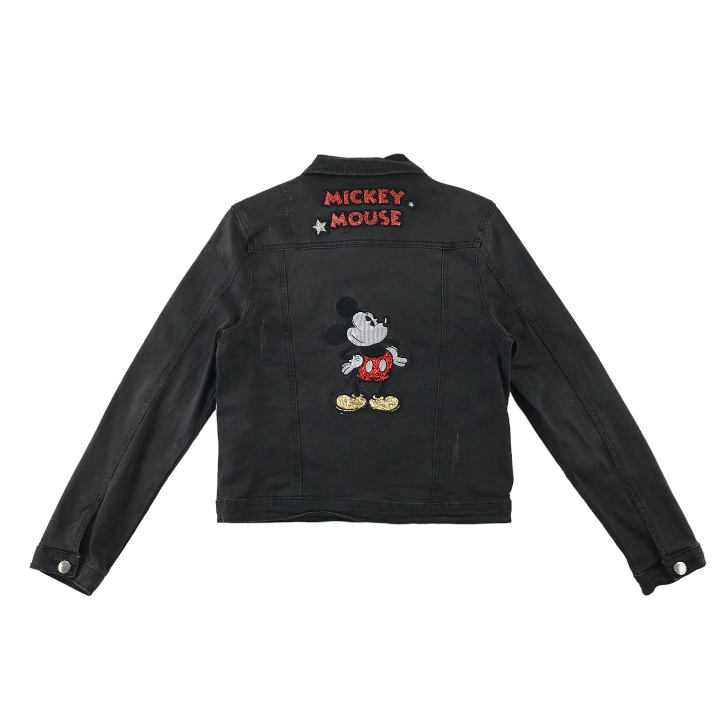 Primark denim jacket 11-12 years charcoal grey Disney Mickey Mouse