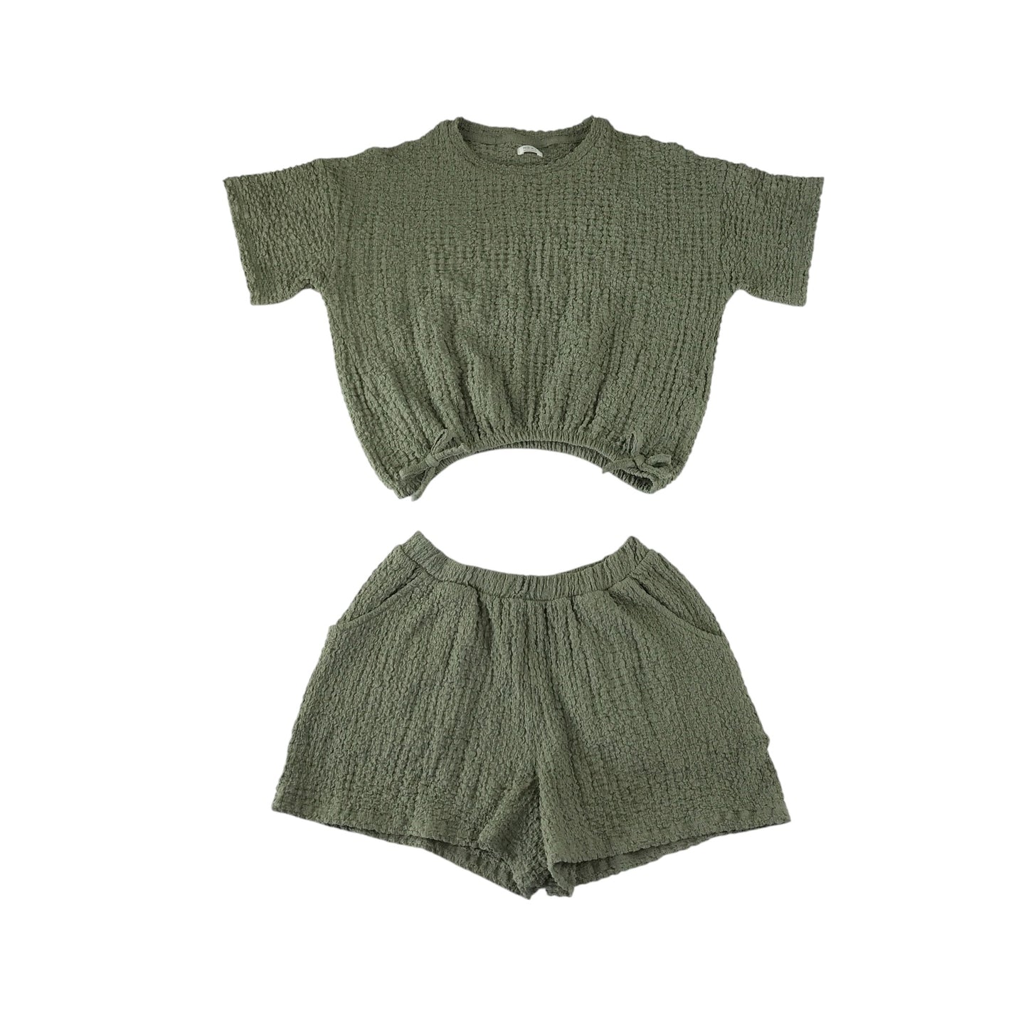 Next top and shorts set 8-9 years khaki green stretchy summery outfit