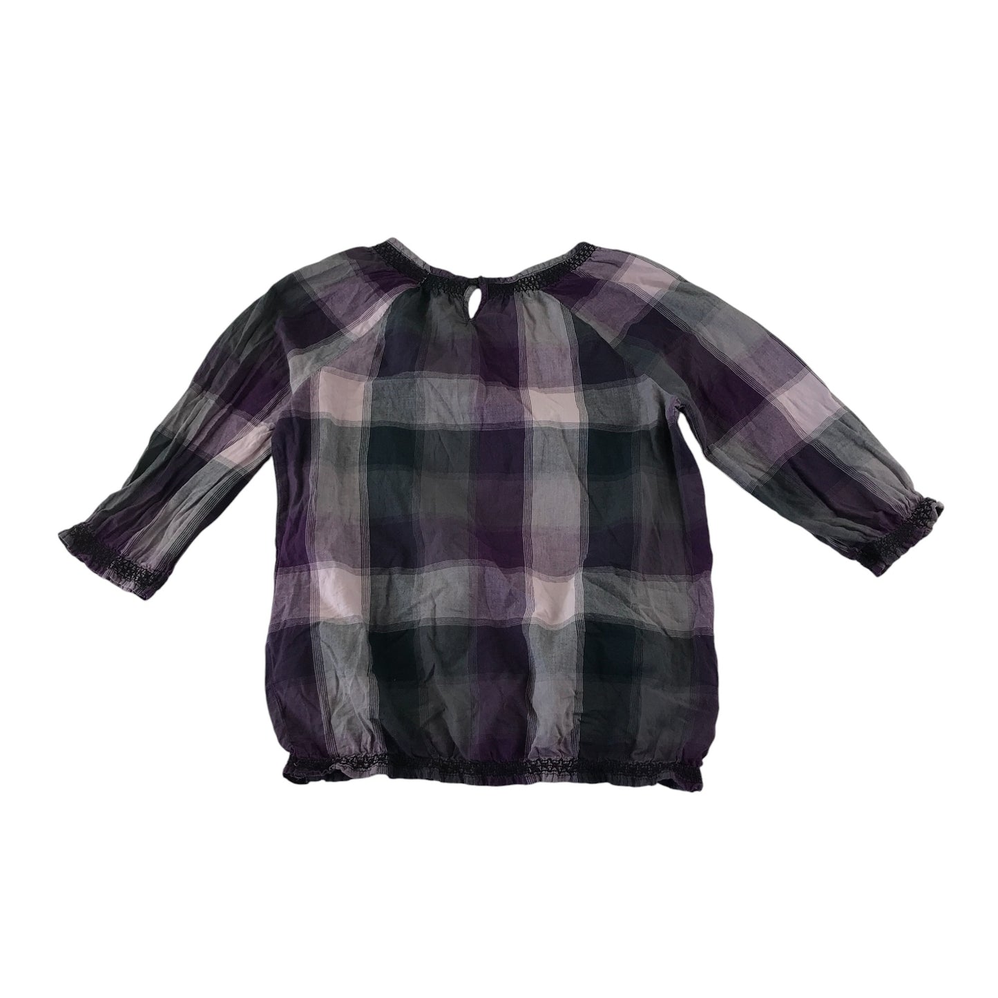 H&M blouse 11-12 years purple check pattern cotton