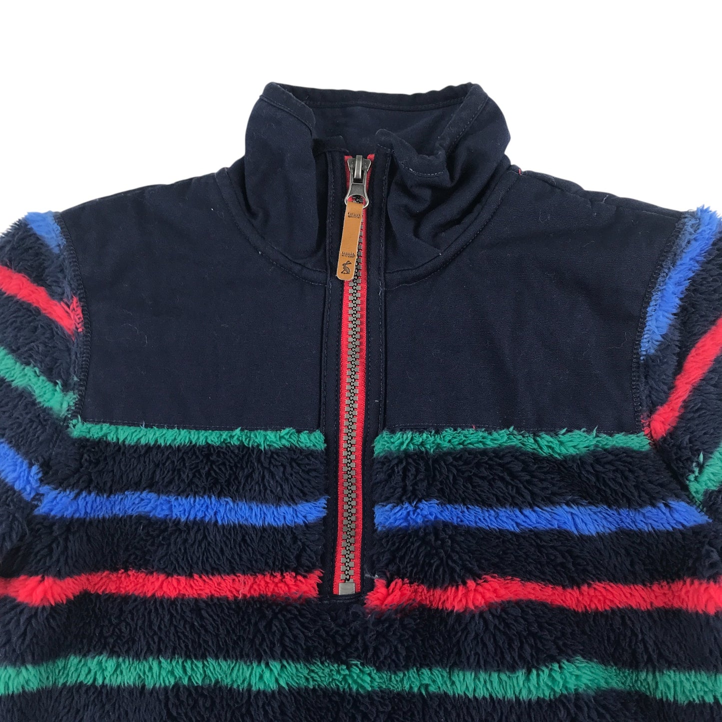 Joules fleece 5-6 years navy multicoloured stripy furry