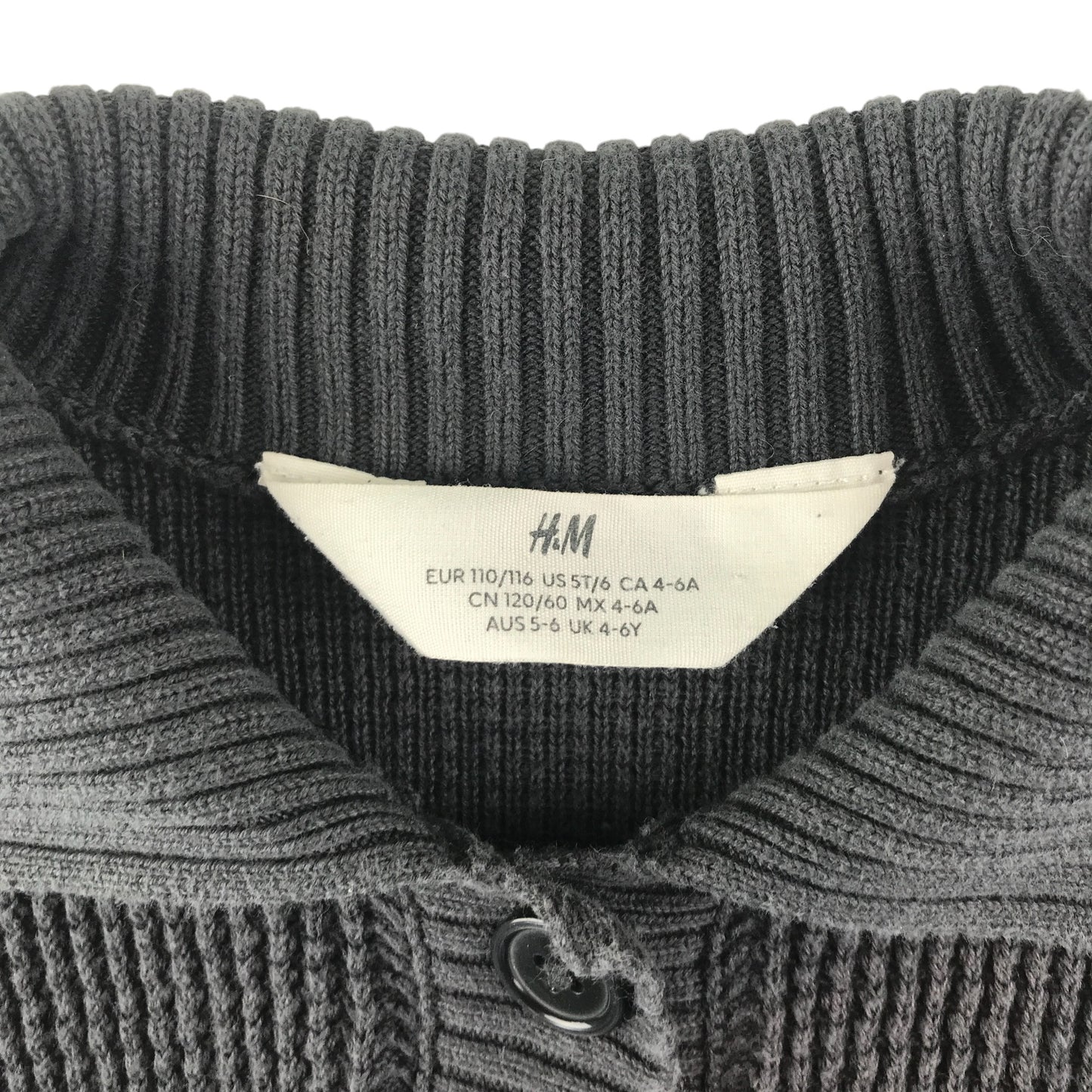 H&M cardigan 4-6 years grey knitted button up cotton