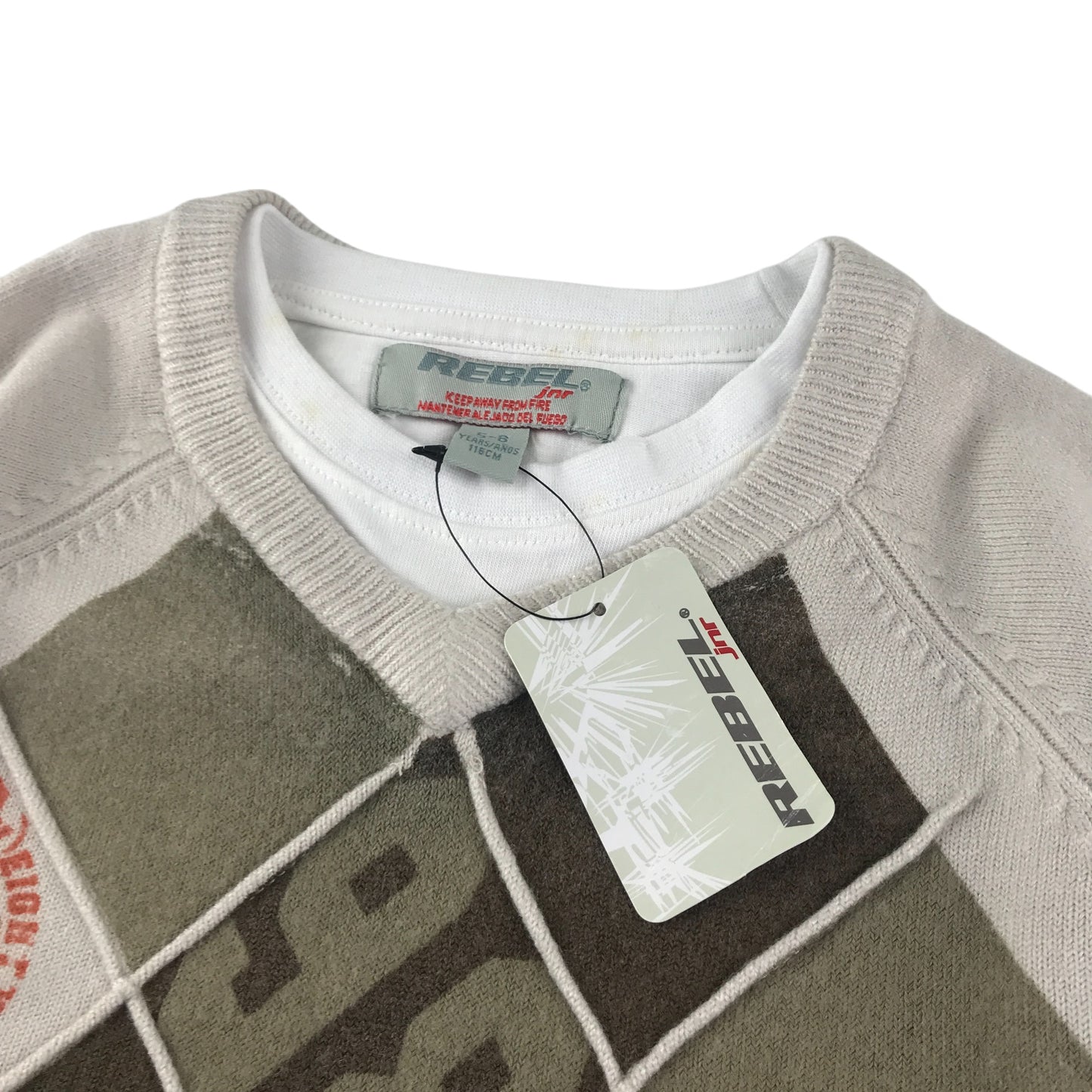 Primark jumper 5-6 years light beige diamond check pattern