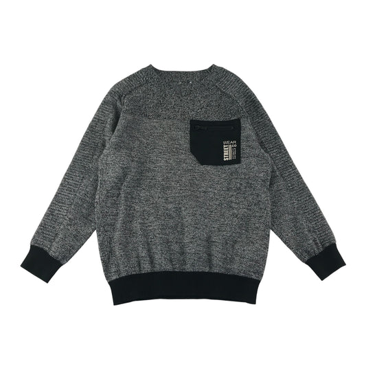 F&F jumper 6-7 years grey and black knitted with pocket detail cotton