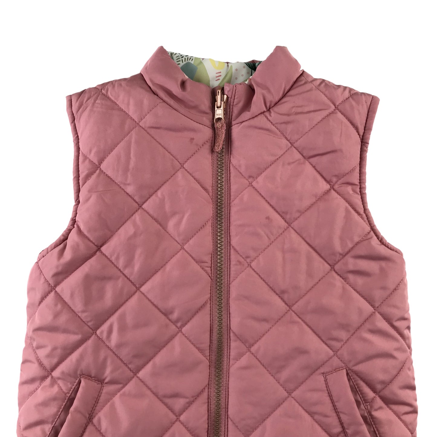 Nutmeg reversible gilet 5-6 years pink and white floral puffer