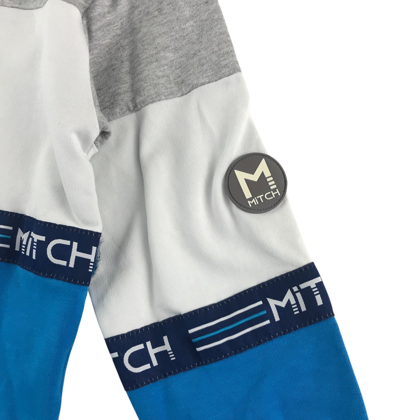 Mitch & Son sweater 5-7 years blue white and grey panelled crew neck