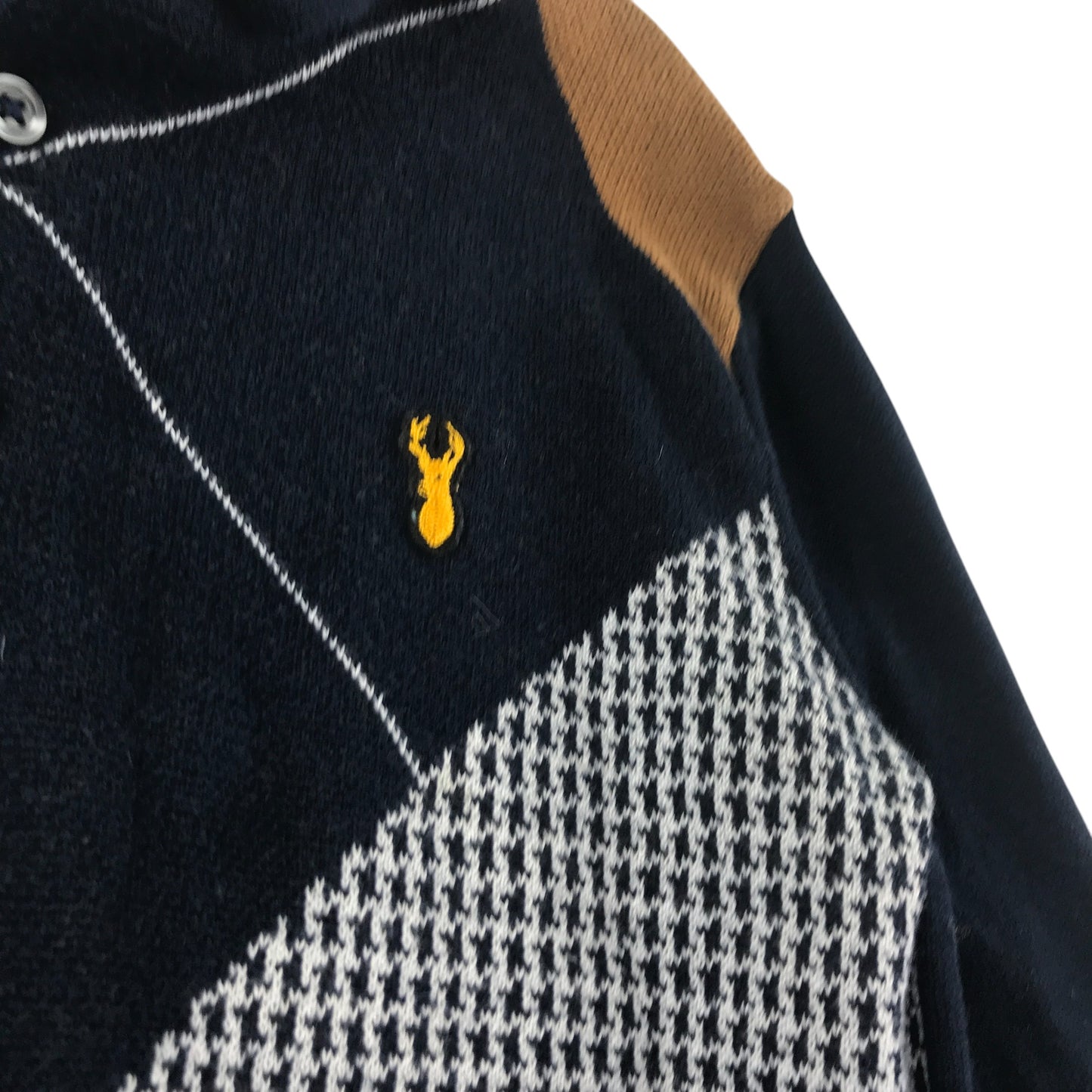 Next jumper 6-7 years navy and brown diamond check pattern knitted polo shirt