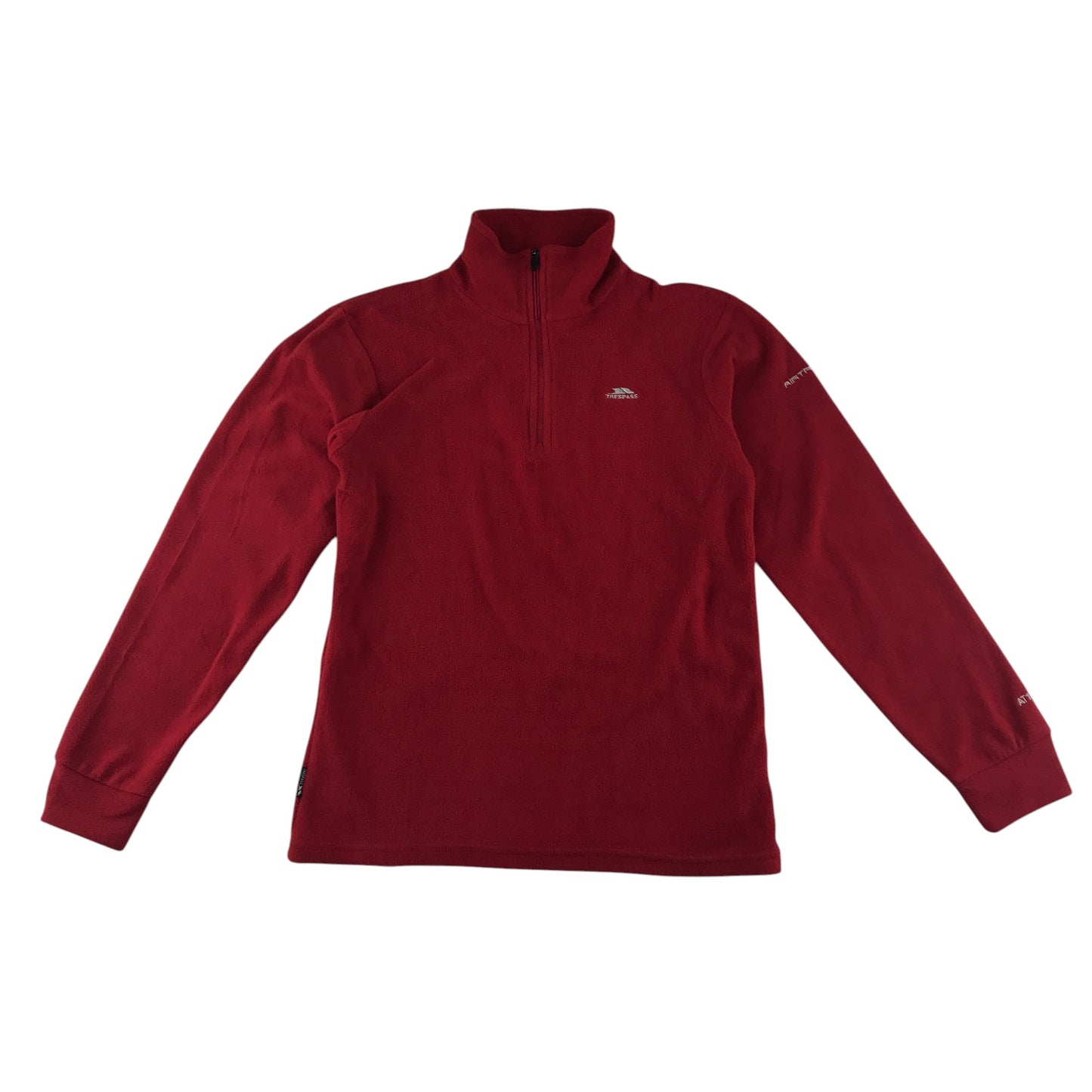 Trespass fleece 11-12 years red plain with quarter zipper pull-over