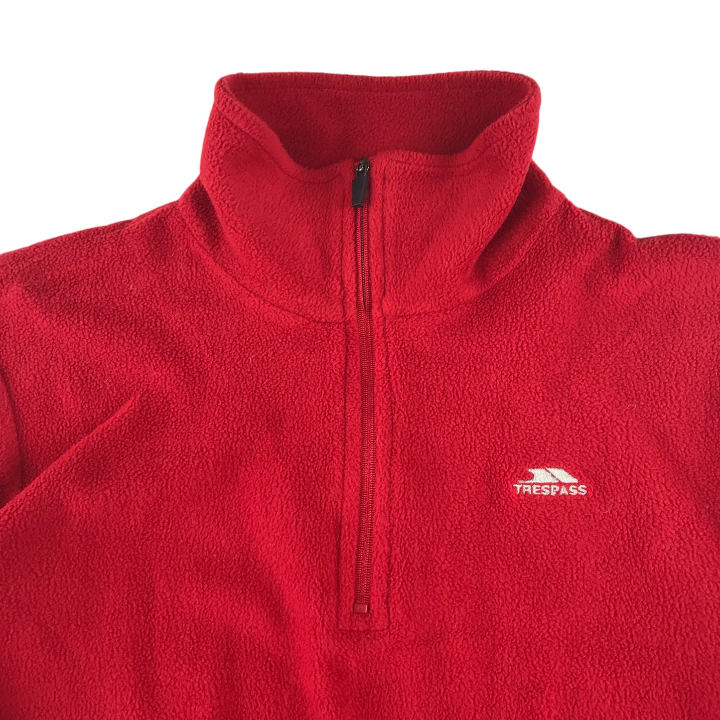 Trespass fleece 11-12 years red plain with quarter zipper pull-over