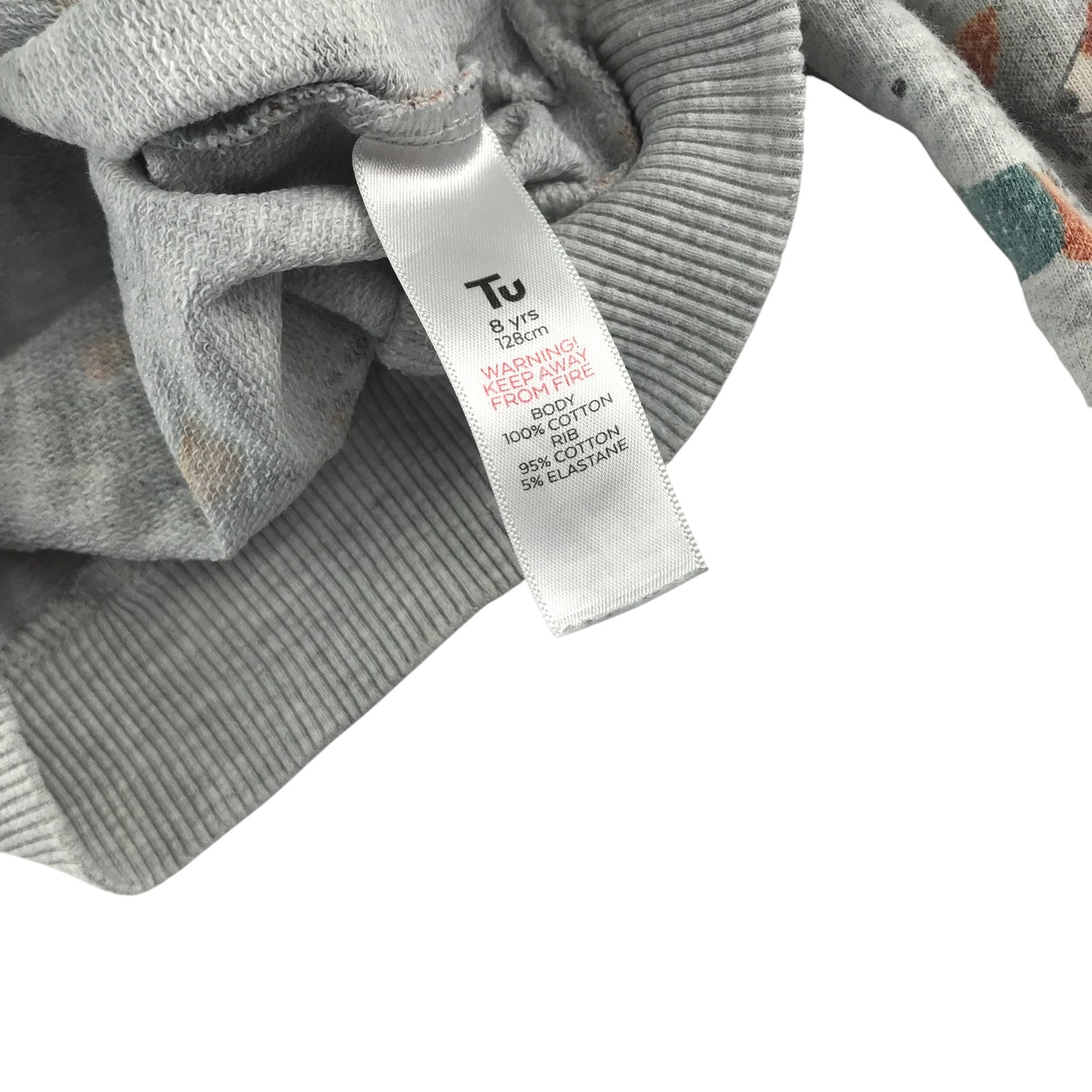 Tu sweater 7-8 years grey dogs print cotton