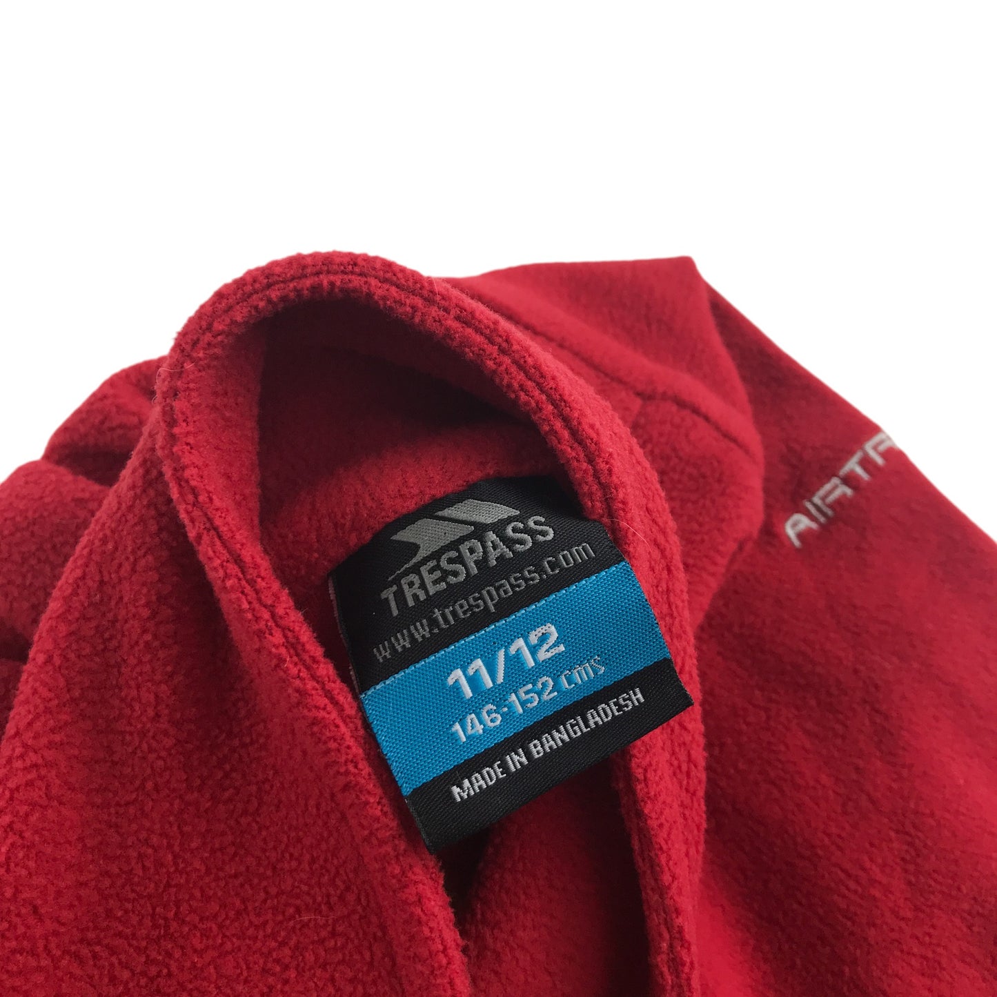 Trespass fleece 11-12 years red plain with quarter zipper pull-over