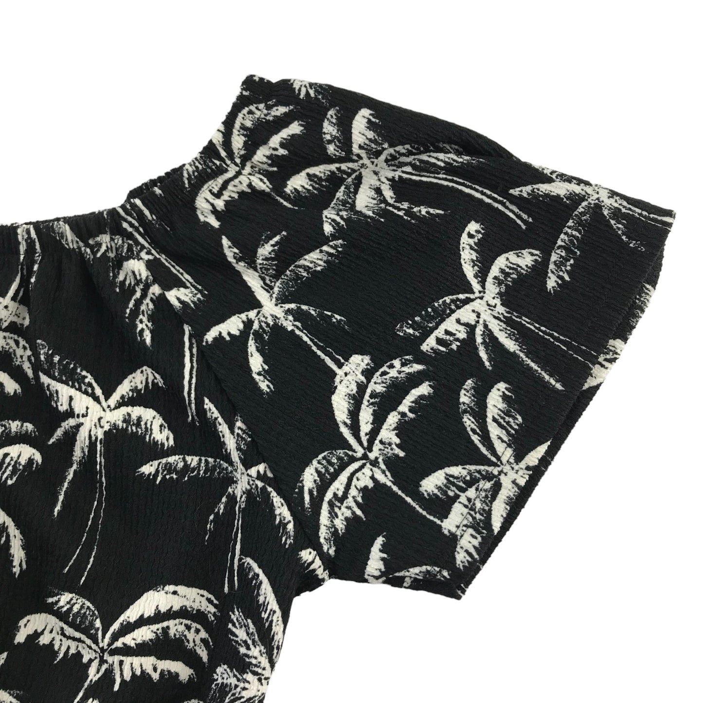 H&M Top and Shorts Set Age 13 Black and White Palm Tree Print