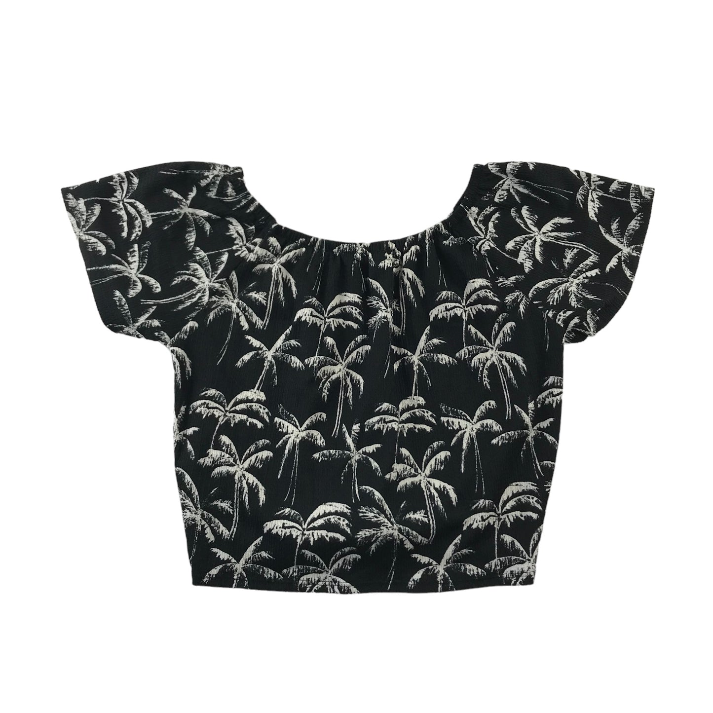 H&M Top and Shorts Set Age 13 Black and White Palm Tree Print