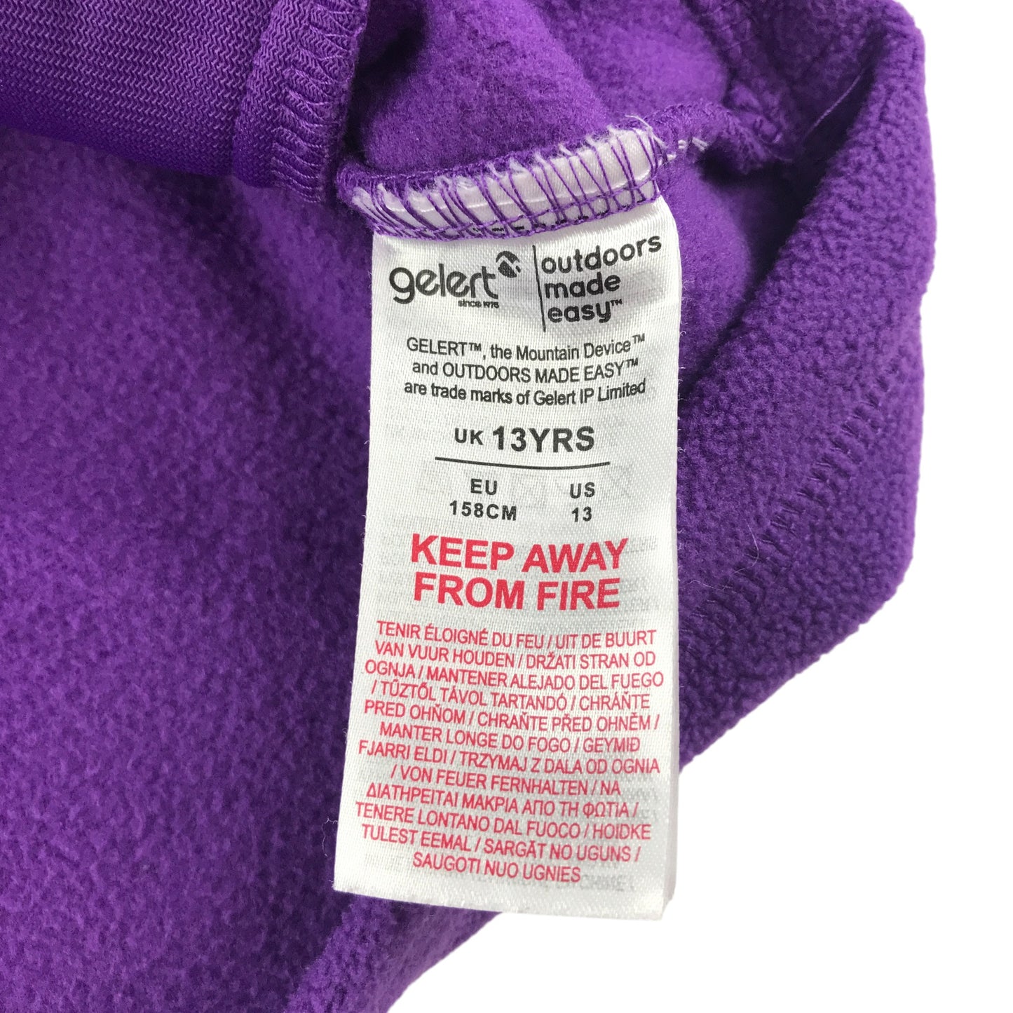 Gelert fleece 12-13 years purple plain with full zipper