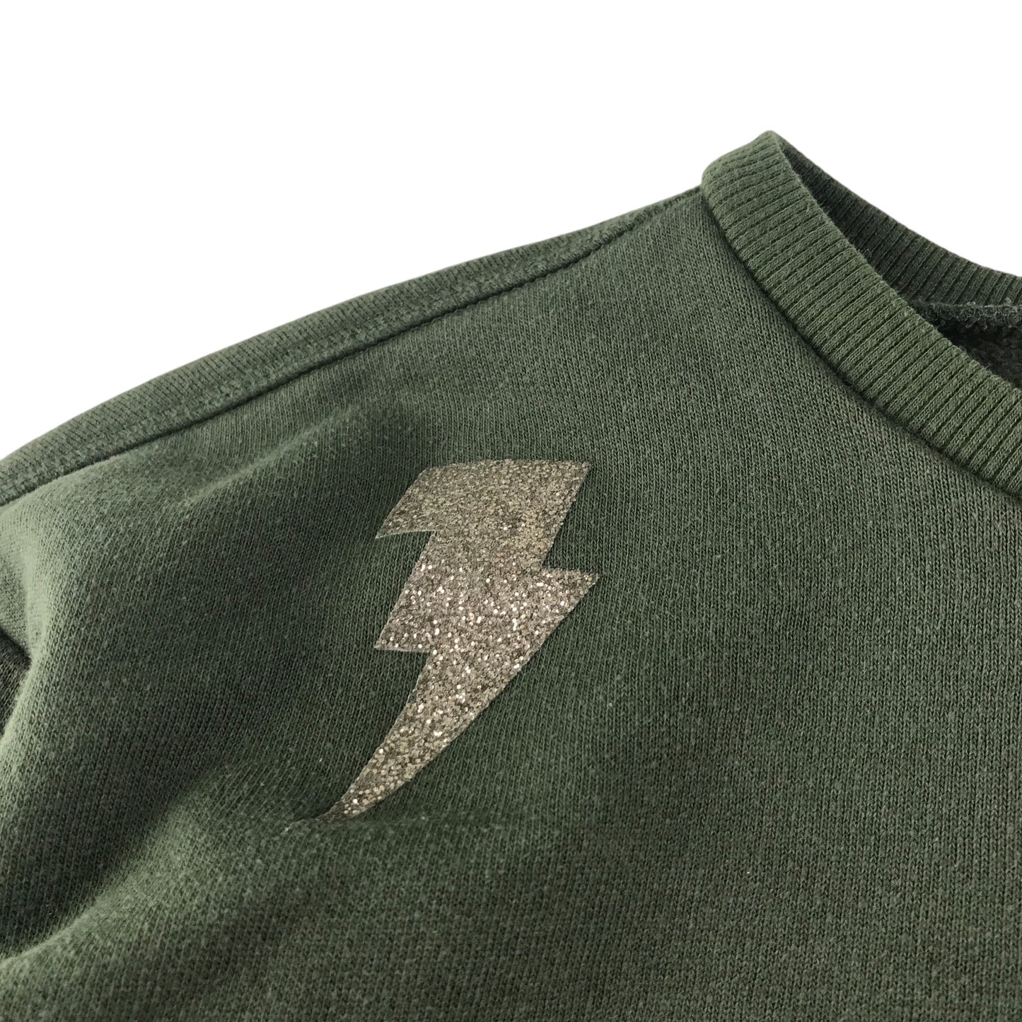 Zara sweater 9-10 years khaki green glitter lightnings