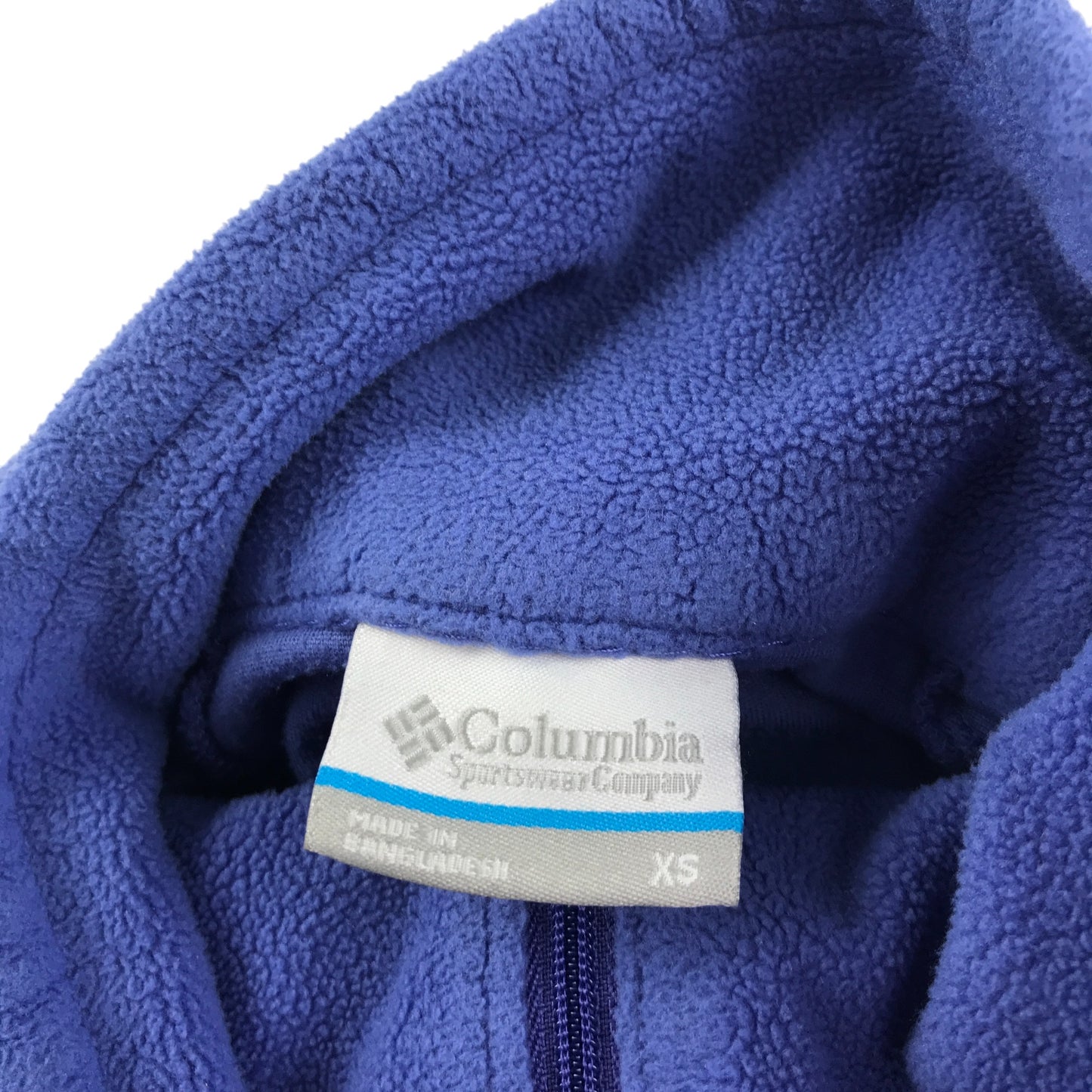 Columbia fleece woman's XS blue plain with quarter zipper pull-over