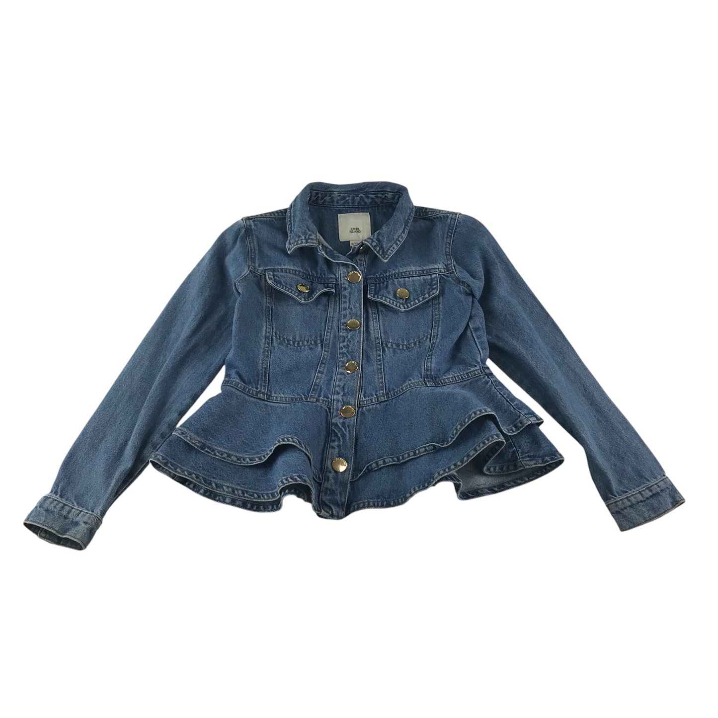River Island denim jacket 9-10 years blue with peplum hem