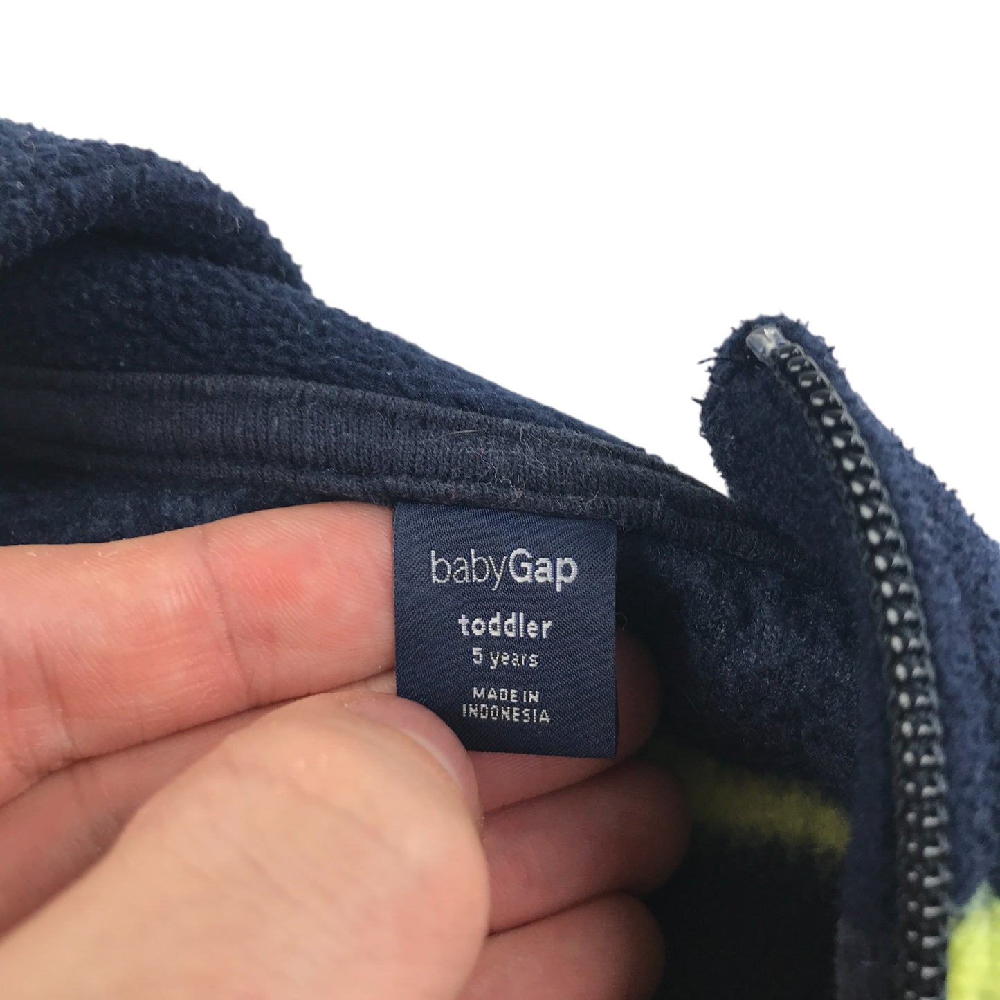 GAP fleece 4-5 years navy with yellow stripes quarter zipper pull-over