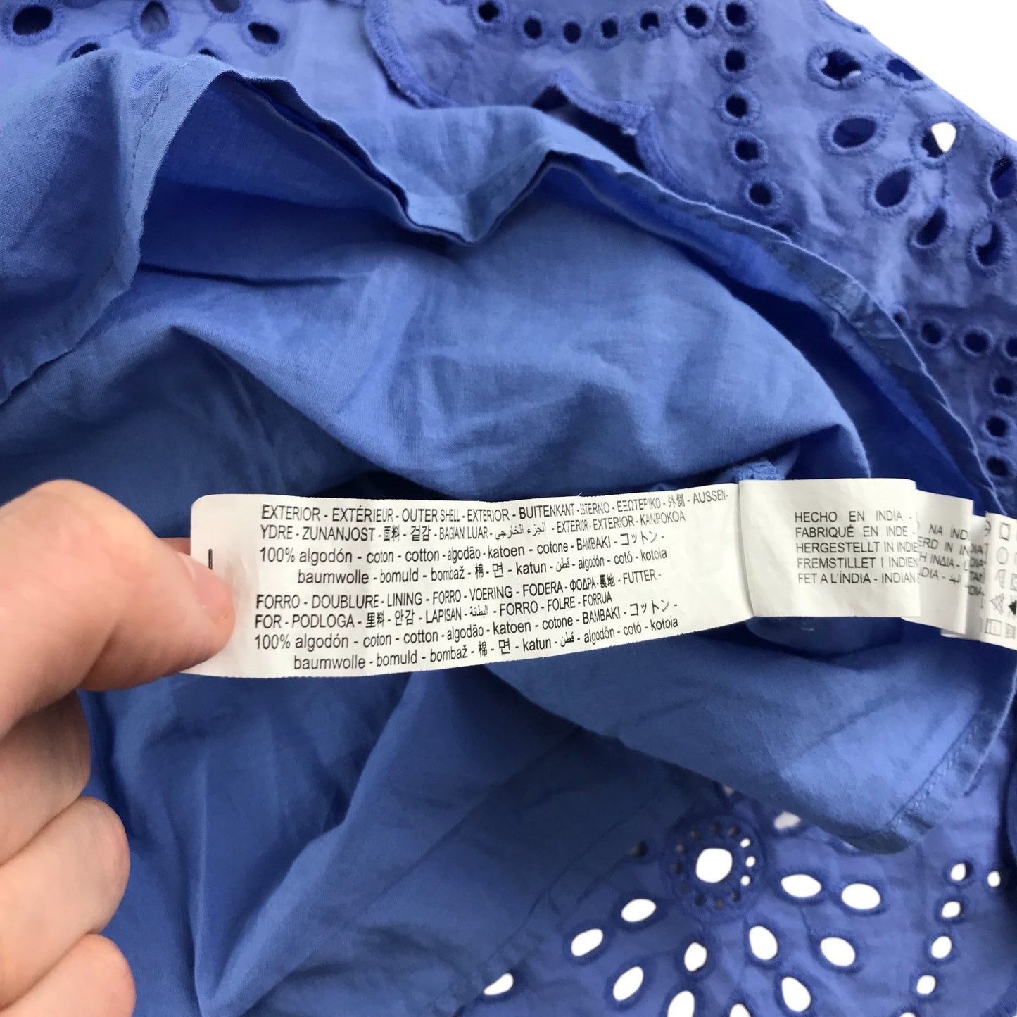 Zara dress 9-10 years blue 3/4 sleeve embroidered cotton