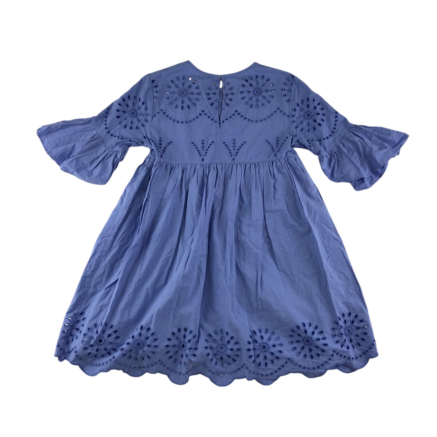 Zara dress 9-10 years blue 3/4 sleeve embroidered cotton