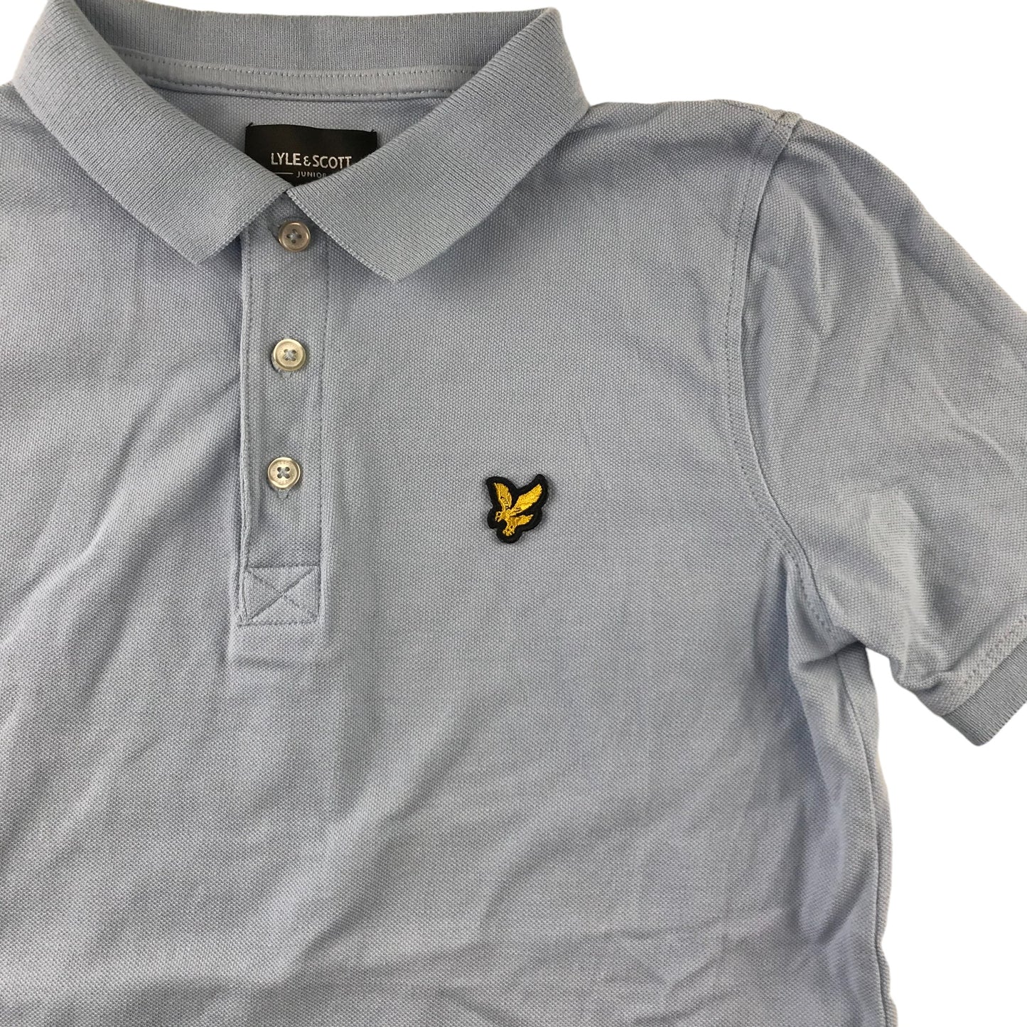 Lyle&Scott Polo Shirt Age 10 Light Blue Plain Logo Cotton