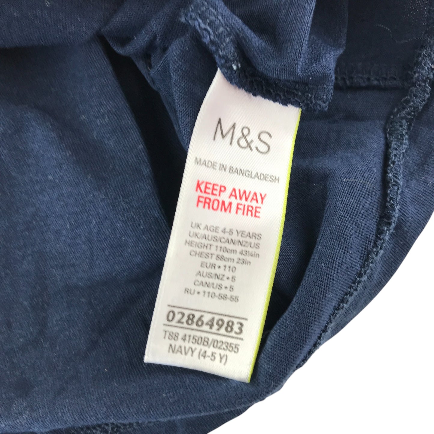 M&S t-shirt 4-5 years navy neon dinosaur design print