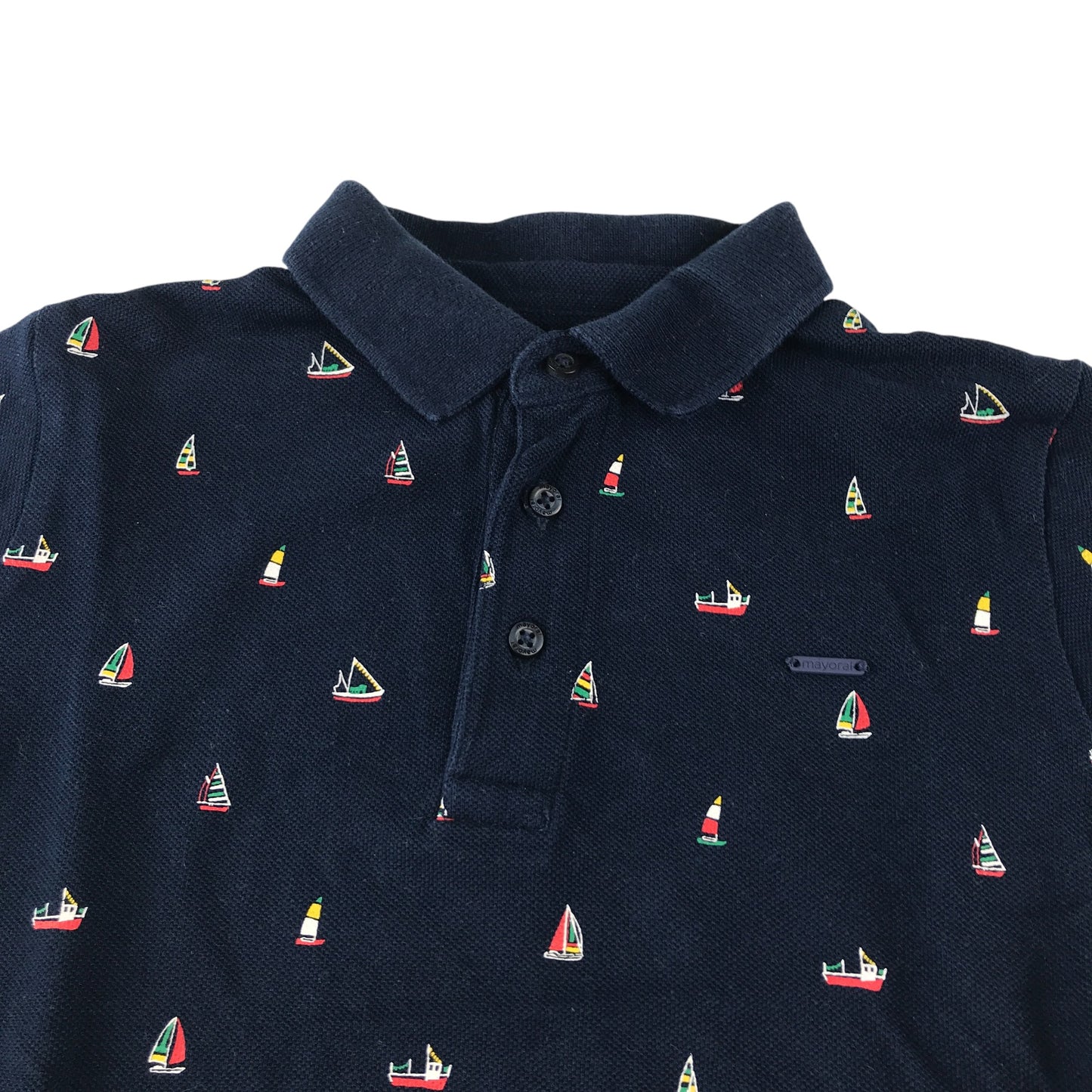 Mayoral polo 5-6 years navy sail boat print design cotton