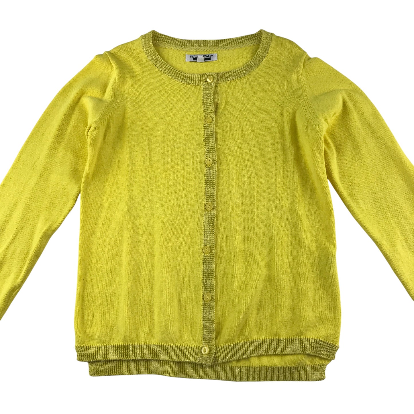 Plazaitalia cardigan 9-10 years yellow round neck style knitwear cotton