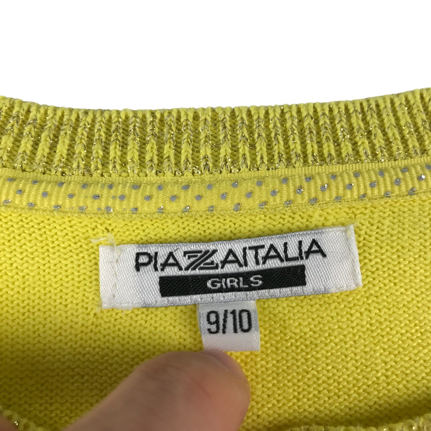 Plazaitalia cardigan 9-10 years yellow round neck style knitwear cotton