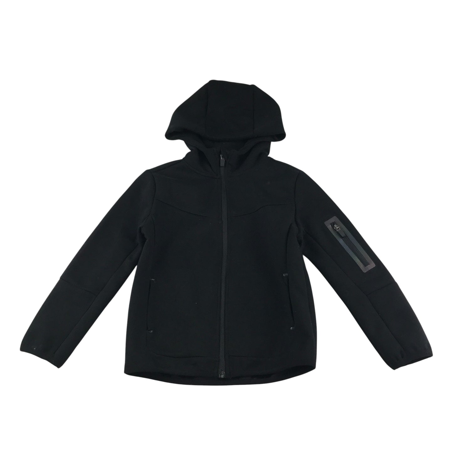 Primark hooded jacket 6-7 years black full zip with arm zip pocket