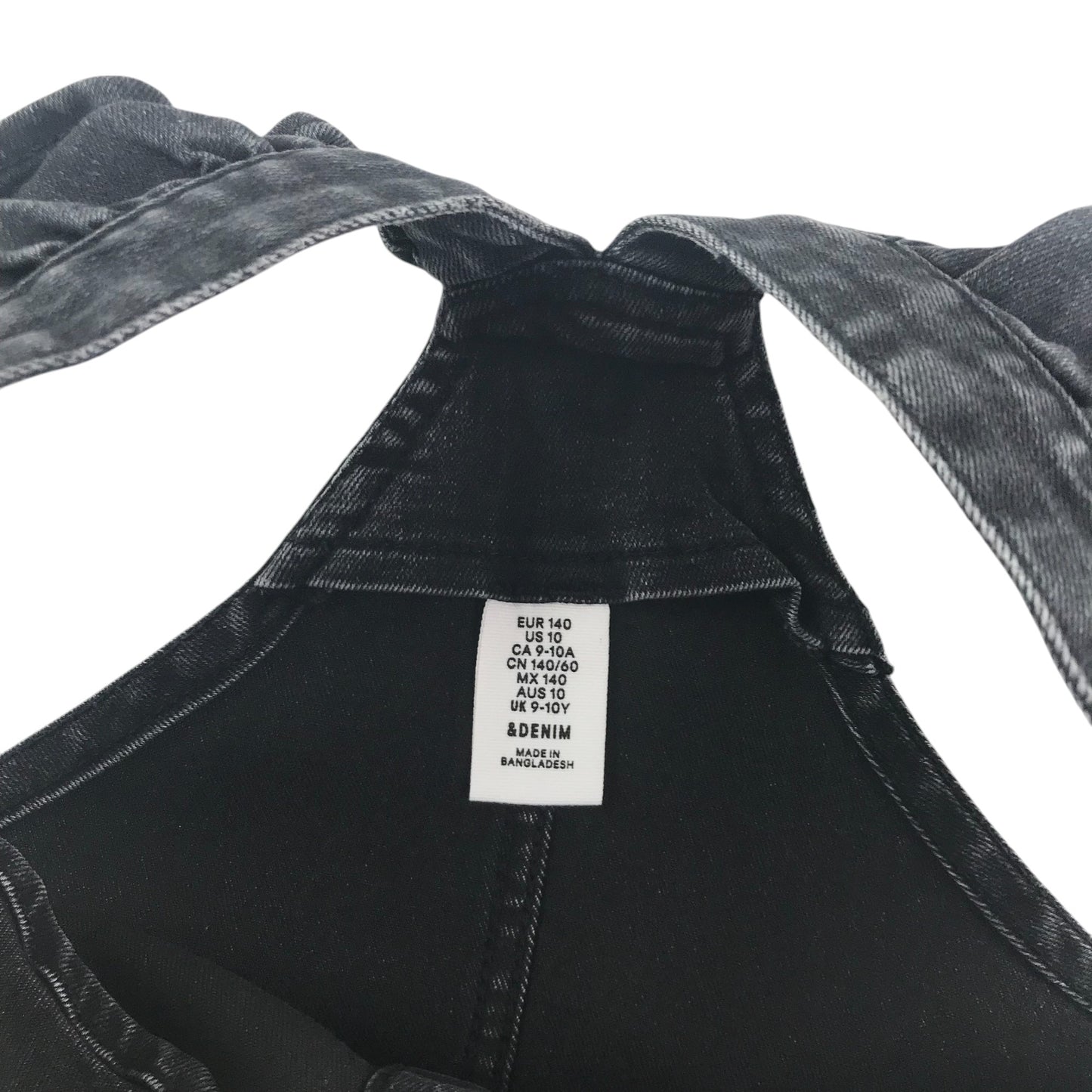 H&M dungaree dress 9-10 years black stretchy denim