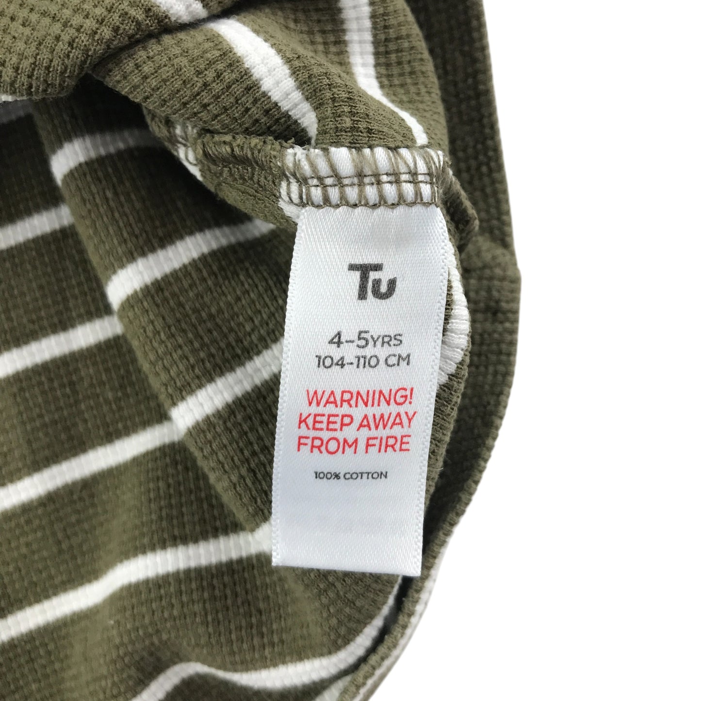 Tu long sleeve t-shirt 4-5 years years olive green striped cotton
