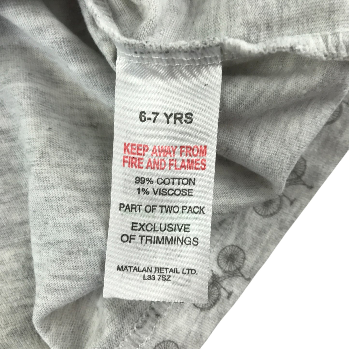 Matalan t-shirt 6-7 years grey bicycle print design with front pocket
