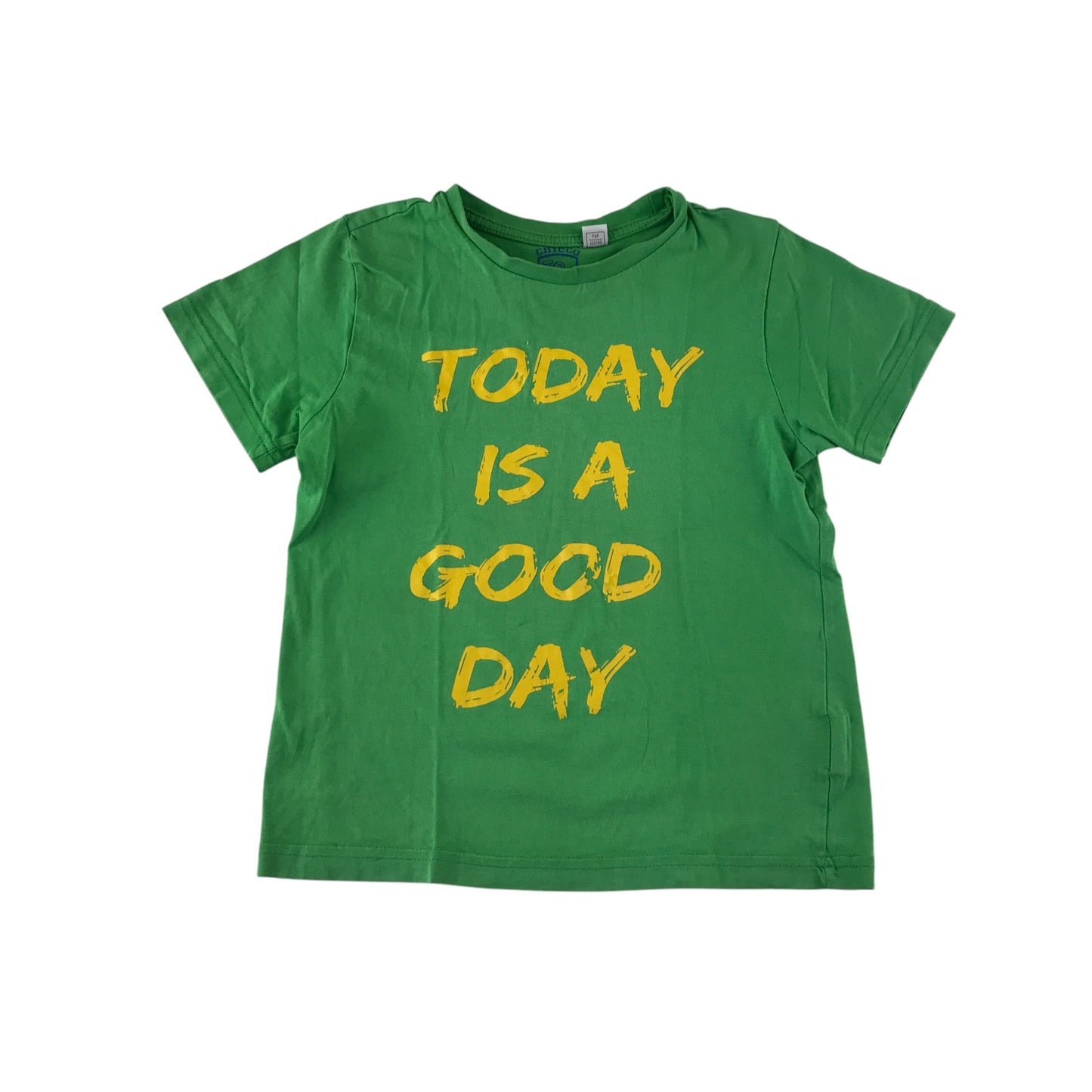 Chicco t-shirt 6-7 years green with yellow text print cotton