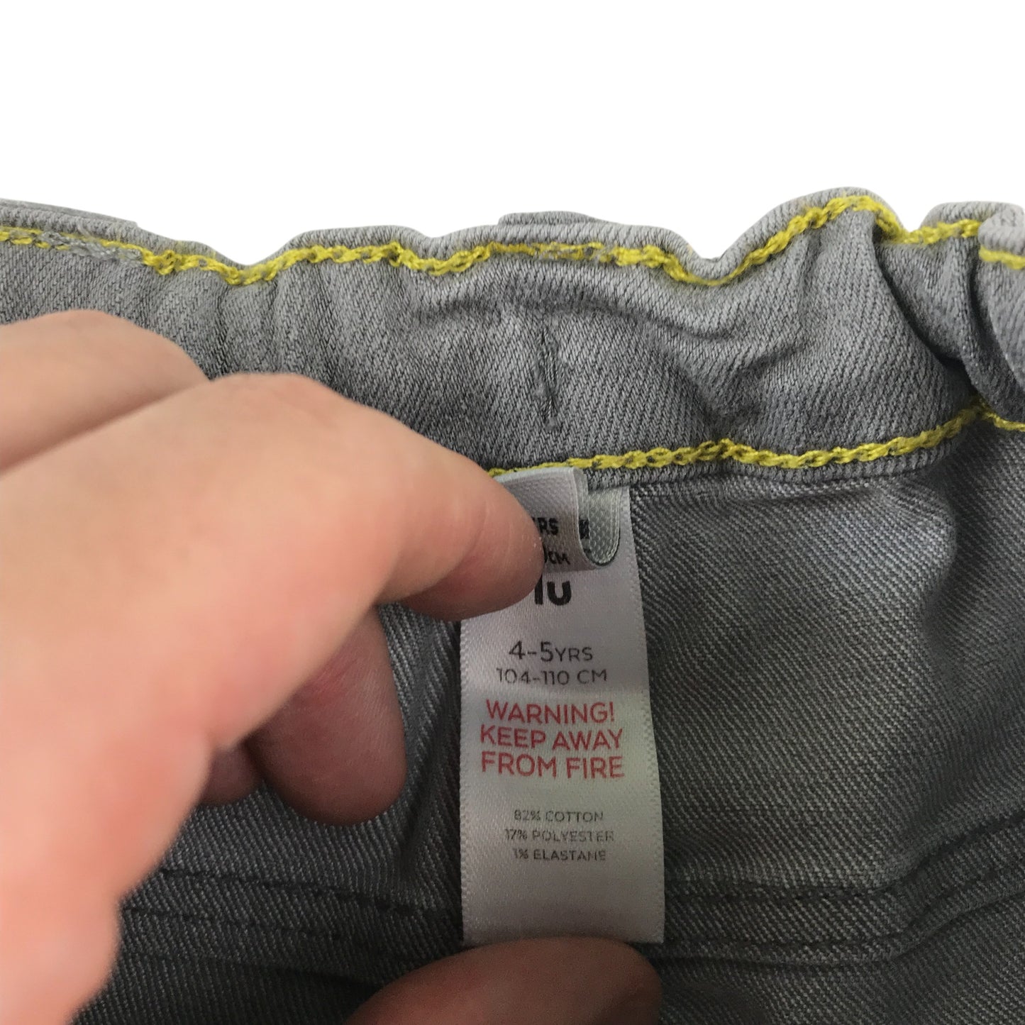 Tu jeans 4-5 years grey denim carpenter style with button up elasticated waist